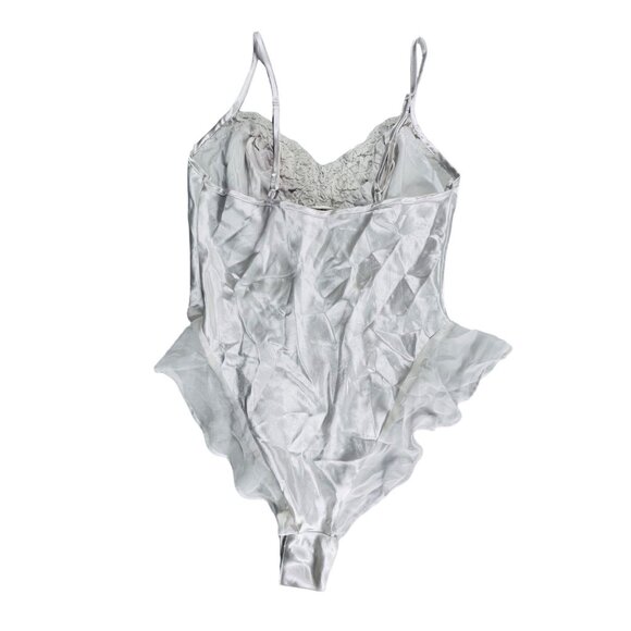 Victorias Secret Silver Lace Satin Teddy Bodysuit Lingerie S - Picture 5 of 6